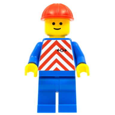 red white stripes - blue legs red construction helmet