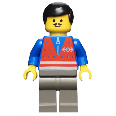 red vest and zipper - dark gray legs black male hair