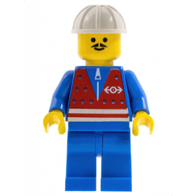 red vest and zipper - blue legs white construction helmet moustache