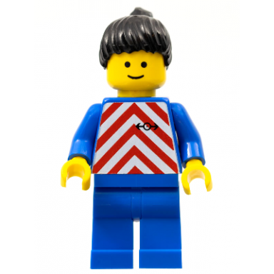 red white stripes - blue legs black ponytail hair