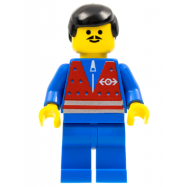 red vest and zipper - blue legs black male hair