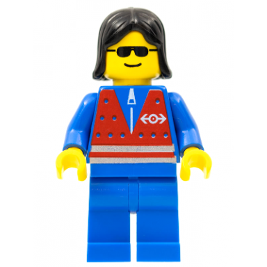 red vest and zipper - blue legs black female hair