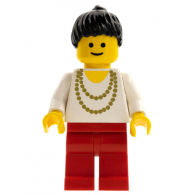 necklace gold - red legs black ponytail hair