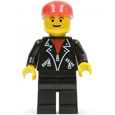 leather jacket with zippers - black legs red cap