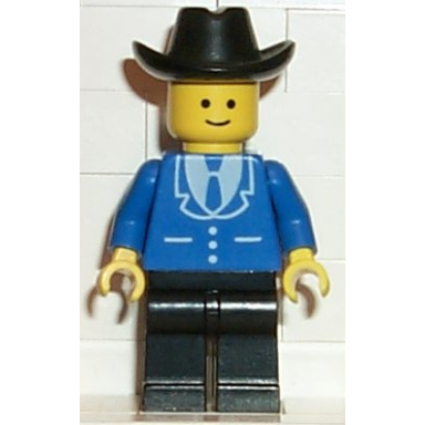 suit with 3 buttons blue - black legs black cowboy hat
