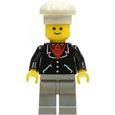 suit with 3 buttons black - light gray legs white chef hat