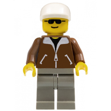 jacket brown - dark gray legs white cap