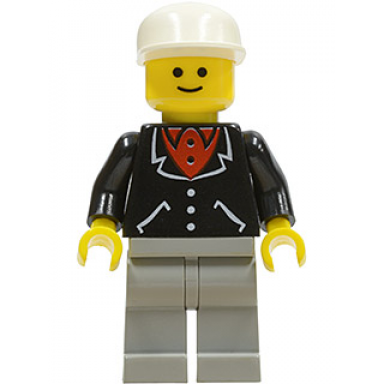 suit with 3 buttons black - light gray legs white cap