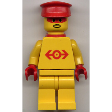 lego loco super station master with red plastic cape