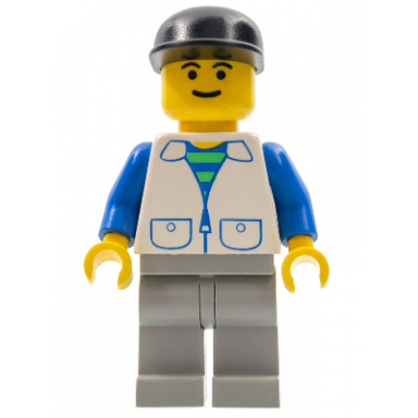 suit with 2 pockets white - light gray legs black cap