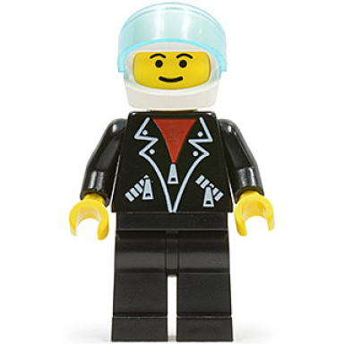 leather jacket with zippers - black legs white helmet
