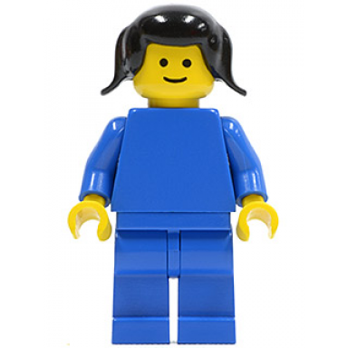 plain blue torso with blue arms blue legs black pigtails hair