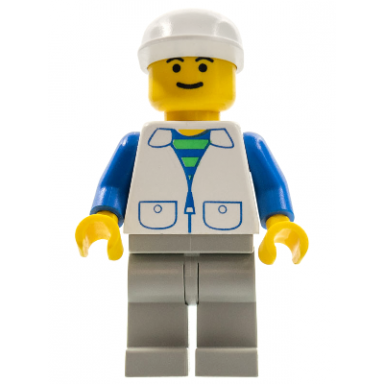 suit with 2 pockets white - light gray legs white cap