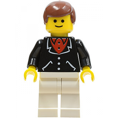suit with 3 buttons black - white legs brown male hair
