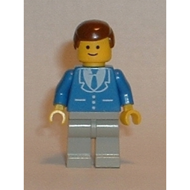 suit with 3 buttons blue - light gray legs brown male hair