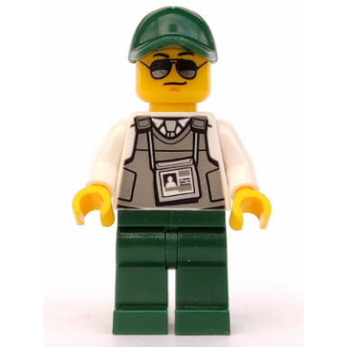 security officer - dark green legs dark green cap with hole sunglasses