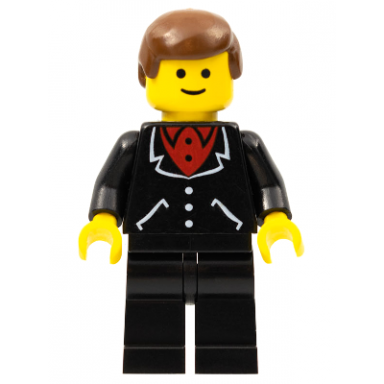 suit with 3 buttons black - black legs brown male hair