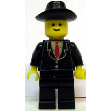 patron - black suit with two buttons and red tie torso sticker black legs black cowboy hat