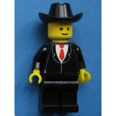 patron - black suit with red tie torso sticker black legs black cowboy hat