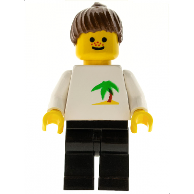 palm tree - black legs brown ponytail hair