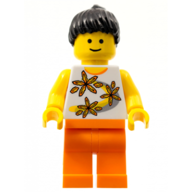 yellow flowers - black ponytail hair orange legs