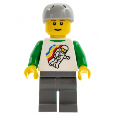 classic space minifigure floating pattern dark bluish gray legs sports helmet