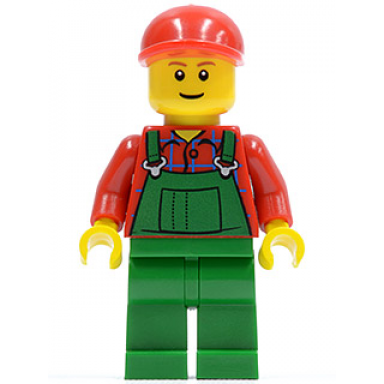 overalls farmer green red short bill cap