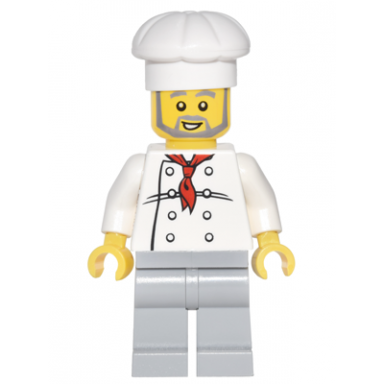 chef - white torso with 8 buttons light bluish gray legs gray beard