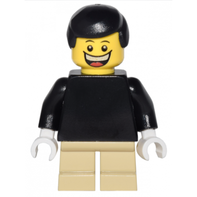 plain black torso with black arms tan short legs black male hair