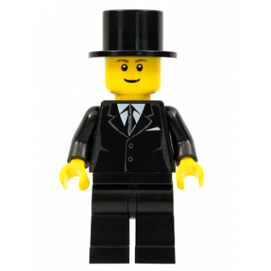 suit black top hat black legs reddish brown eyebrows