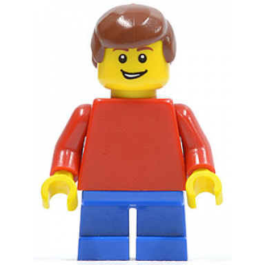 plain red torso with red arms blue short legs reddish brown male hair