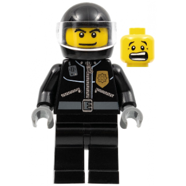 police - city leather jacket with gold badge black helmet trans-clear visor