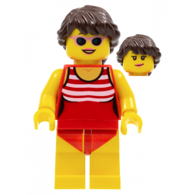 beach tourist female with red bathing suit