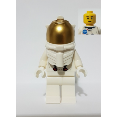 nasa apollo 11 astronaut - male with white torso with nasa logo and thin grin