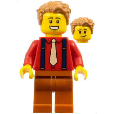 male medium nougat hair red shirt tan tie dark blue suspenders dark orange legs