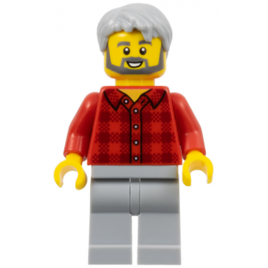 male red plaid flannel shirt light bluish gray legs light bluish gray hair dark bluish gray beard