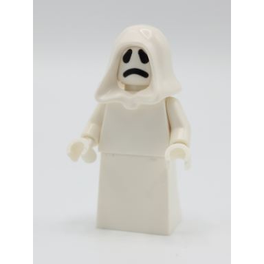 ghost with white hood and white lower body skirt