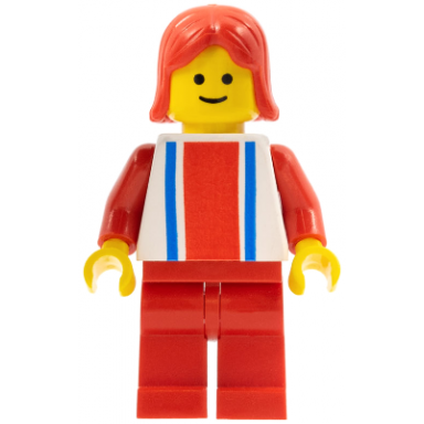 vertical lines red blue - red arms - red legs red female hair