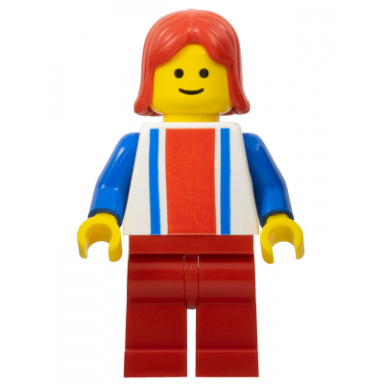 vertical lines red blue - blue arms - red legs blue arms red female hair