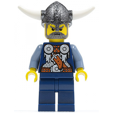viking blue chess bishop - horns glued to helmet