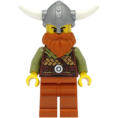 viking warrior - male medium nougat leather armor dark orange beard and legs flat silver helmet