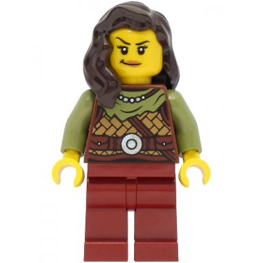 viking warrior - female leather armor dark red legs dark brown hair