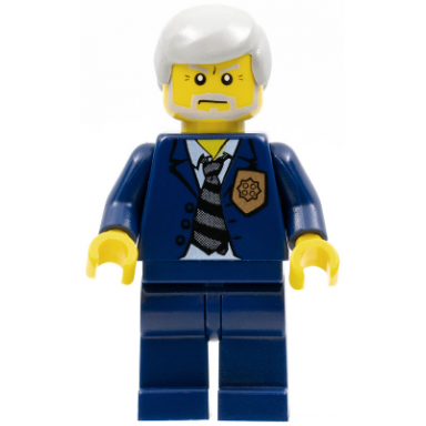 police - world city chief dark blue suit with badge and tie dark blue legs