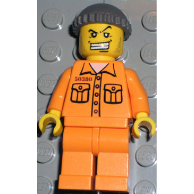 police - world city jail prisoner 50380 medium orange jumpsuit dark gray knit cap