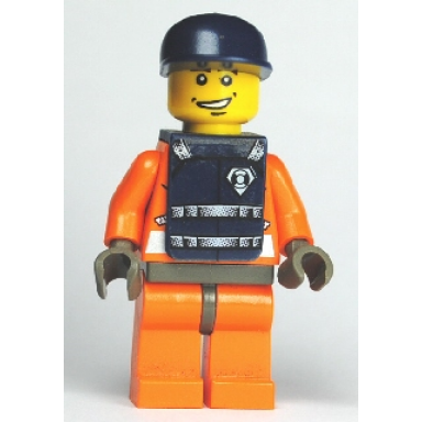 coast guard world city orange jacket with zipper dark blue cap dark blue vest with straps and coast guard logo sticker