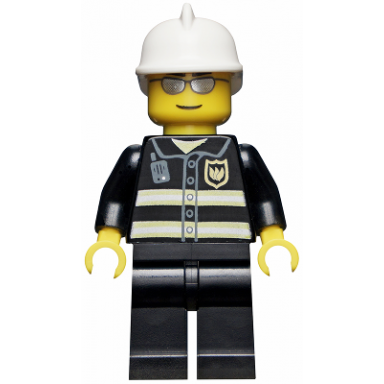 fire - reflective stripes black legs white fire helmet silver sunglasses