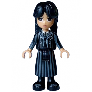 wednesday addams - black striped school uniform