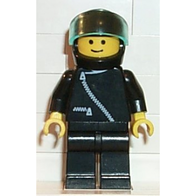 jacket with zipper - black black legs black helmet trans-light blue visor