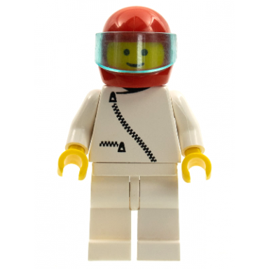 jacket with zipper - white white legs red helmet trans-light blue visor