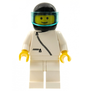 jacket with zipper - white white legs black helmet trans-light blue visor